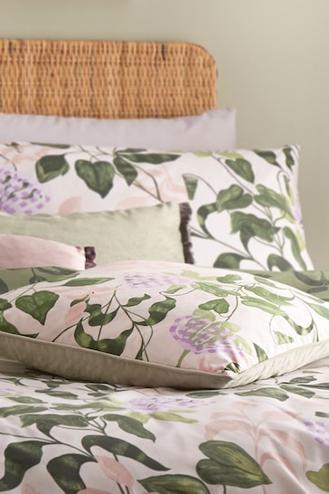 Wylder Nature PeachVine Green Passiflora Piped Velvet Cushion
