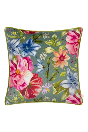 Wylder Nature Teal Nectar Garden Petunia Floral Cushion