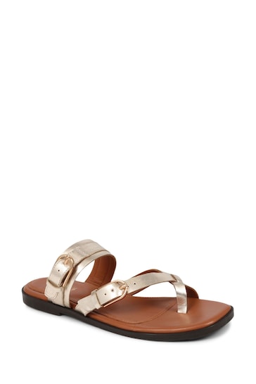 Jones Bootmaker Gold Glint Leather Toe Post Sandals