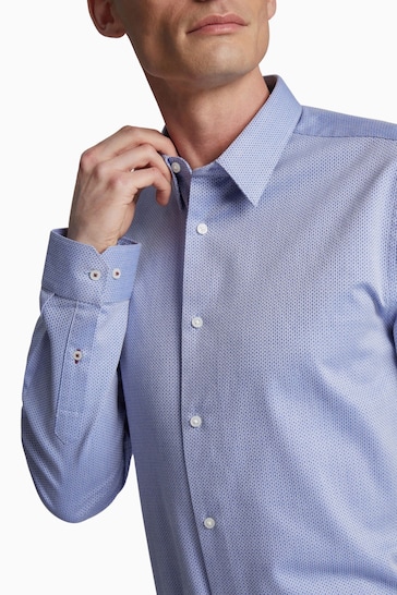 Ted Baker Tailoring Blue Macdui Micro Yarn 100% Cotton Shirt