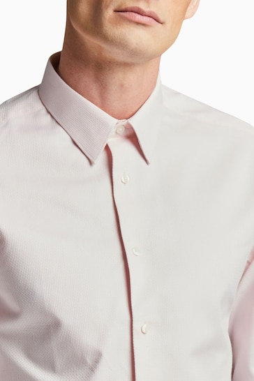 Ted Baker Tailoring Pink Dorain Micro Yarn 100% Cotton Shirt