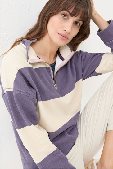 FatFace Airlie Purple Striped Sweat Top