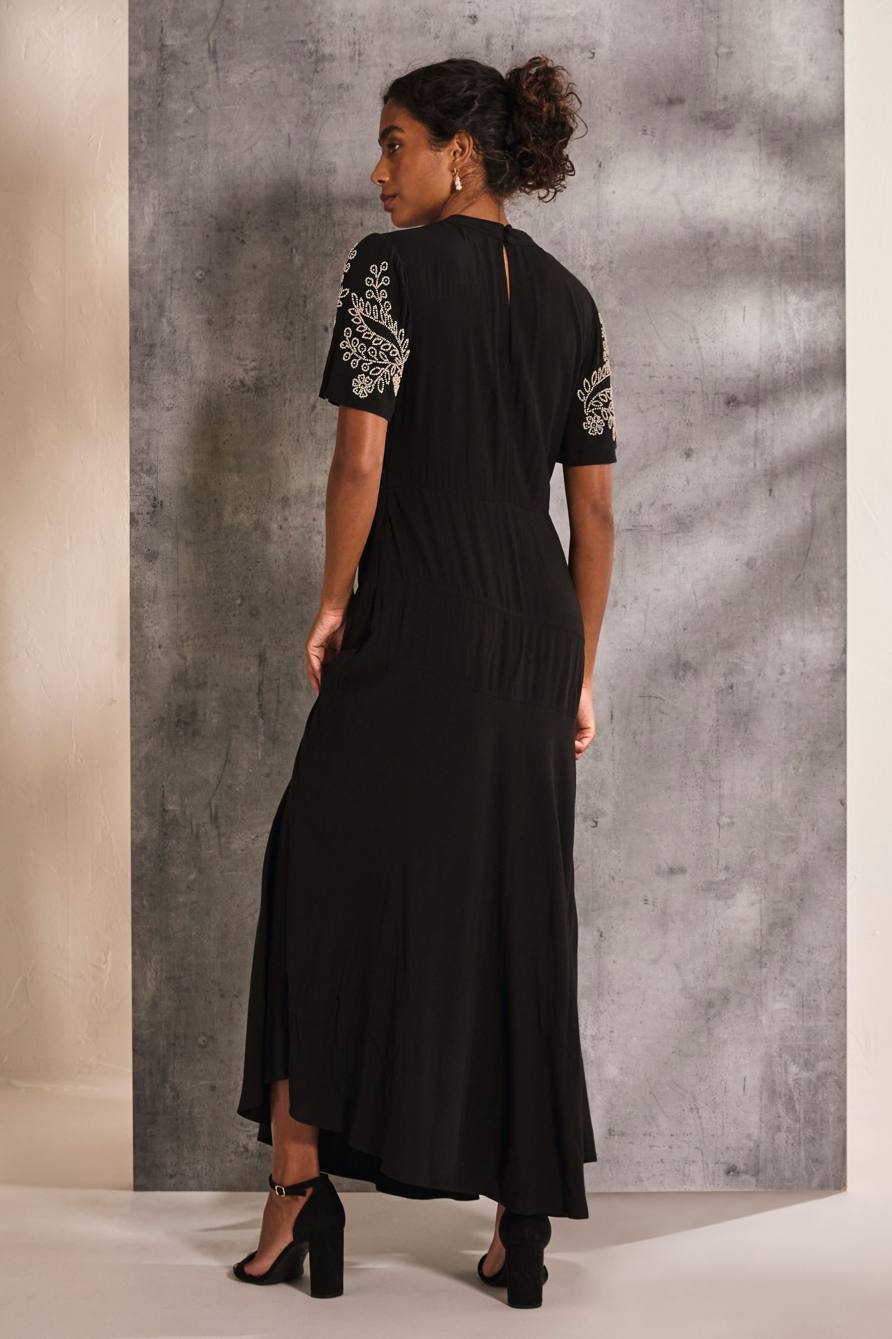 FatFace Margot Black Beaded Maxi Dress