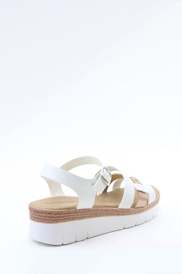 Heavenly Feet White/Gold Fortino Sandals