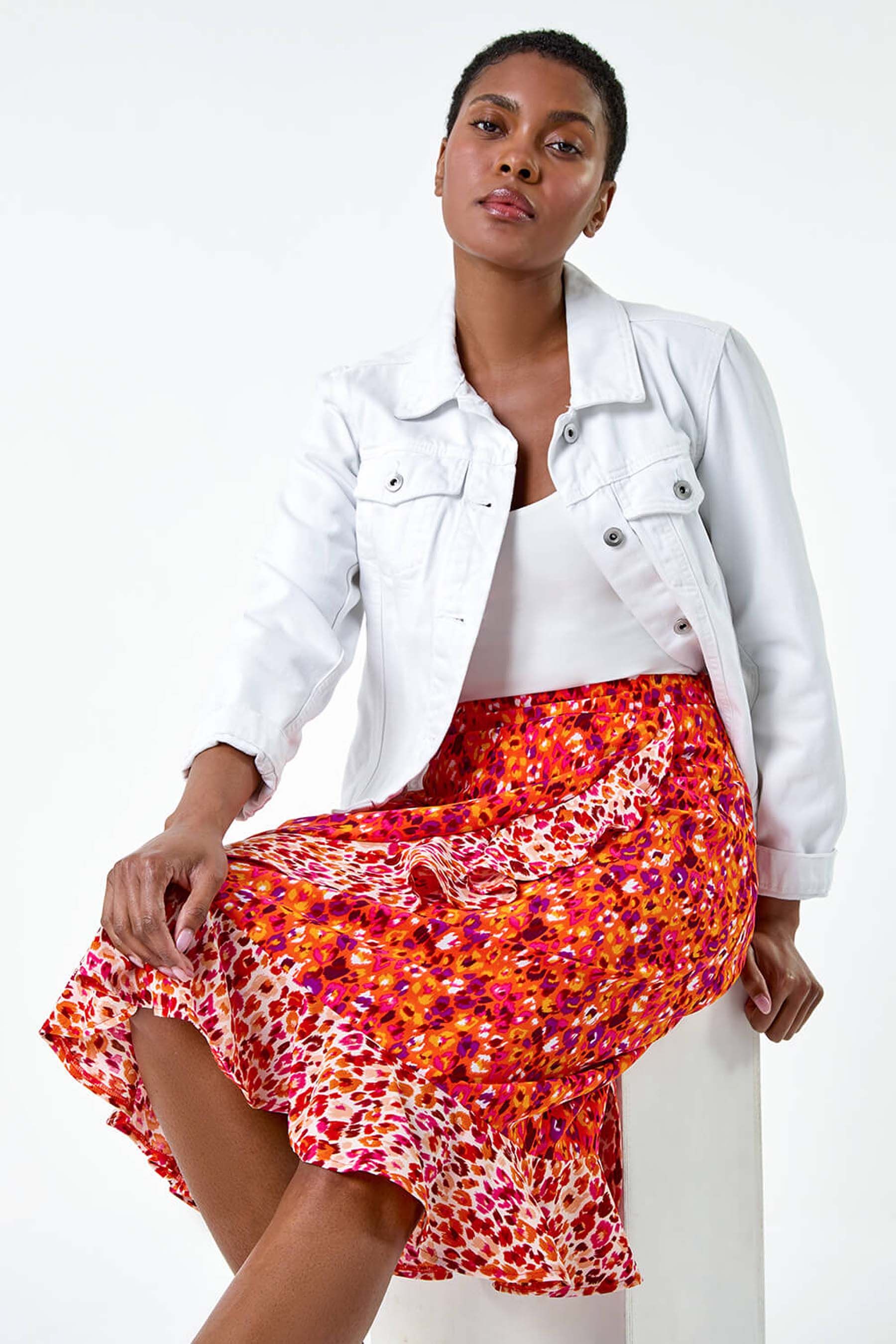 Buy Roman Orange Mixed Animal Print Frill Wrap Skirt from the Next UK online shop