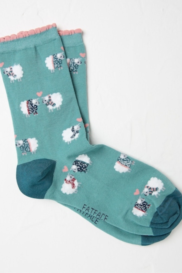 FatFace Green Sheep Women's Socks 1 Pack (size 4-7)