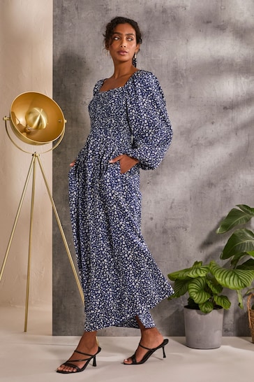 Monsoon Blue Animal Print Dress