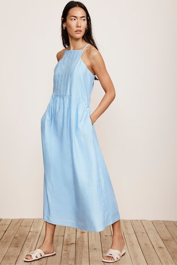 Mint Velvet Blue Pleated Midi Dress