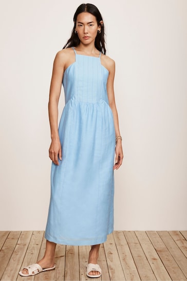 Mint Velvet Blue Pleated Midi Dress