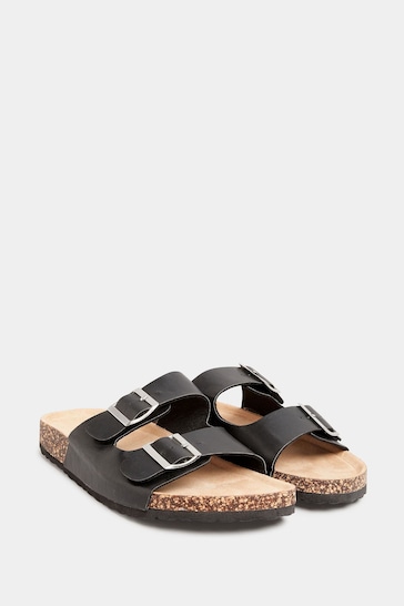 Long Tall Sally Black Buckle Strap Footbed Sandals