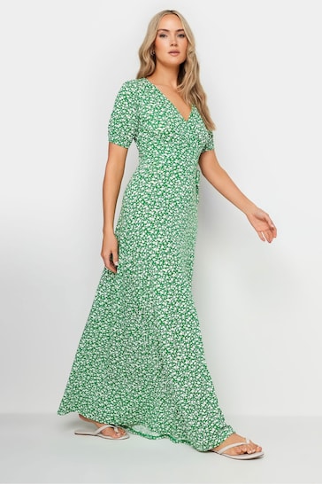 Long Tall Sally Green Ditsy Wrap Maxi Dress