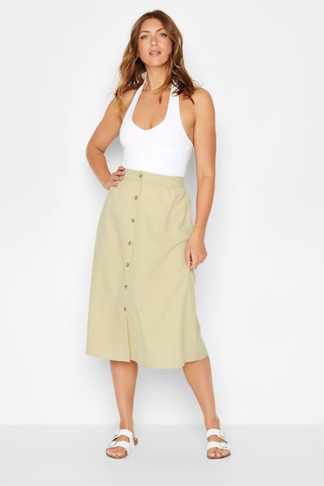 Long Tall Sally Natural Linen Button Through Skirt