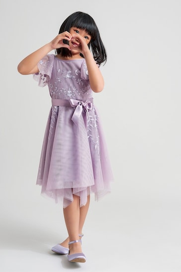 Monsoon Purple Amelia Embroidered Dress