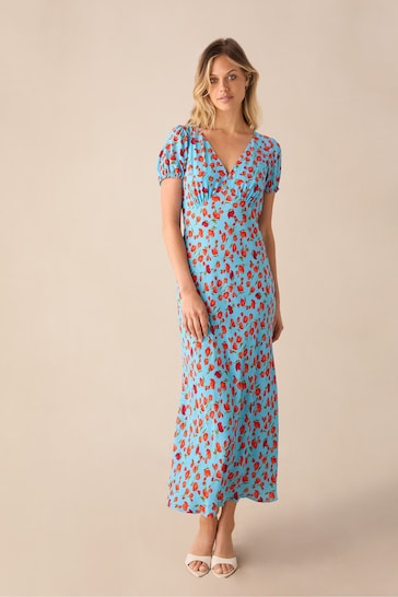 Ro&Zo Print Puff Sleeve Midi Dress