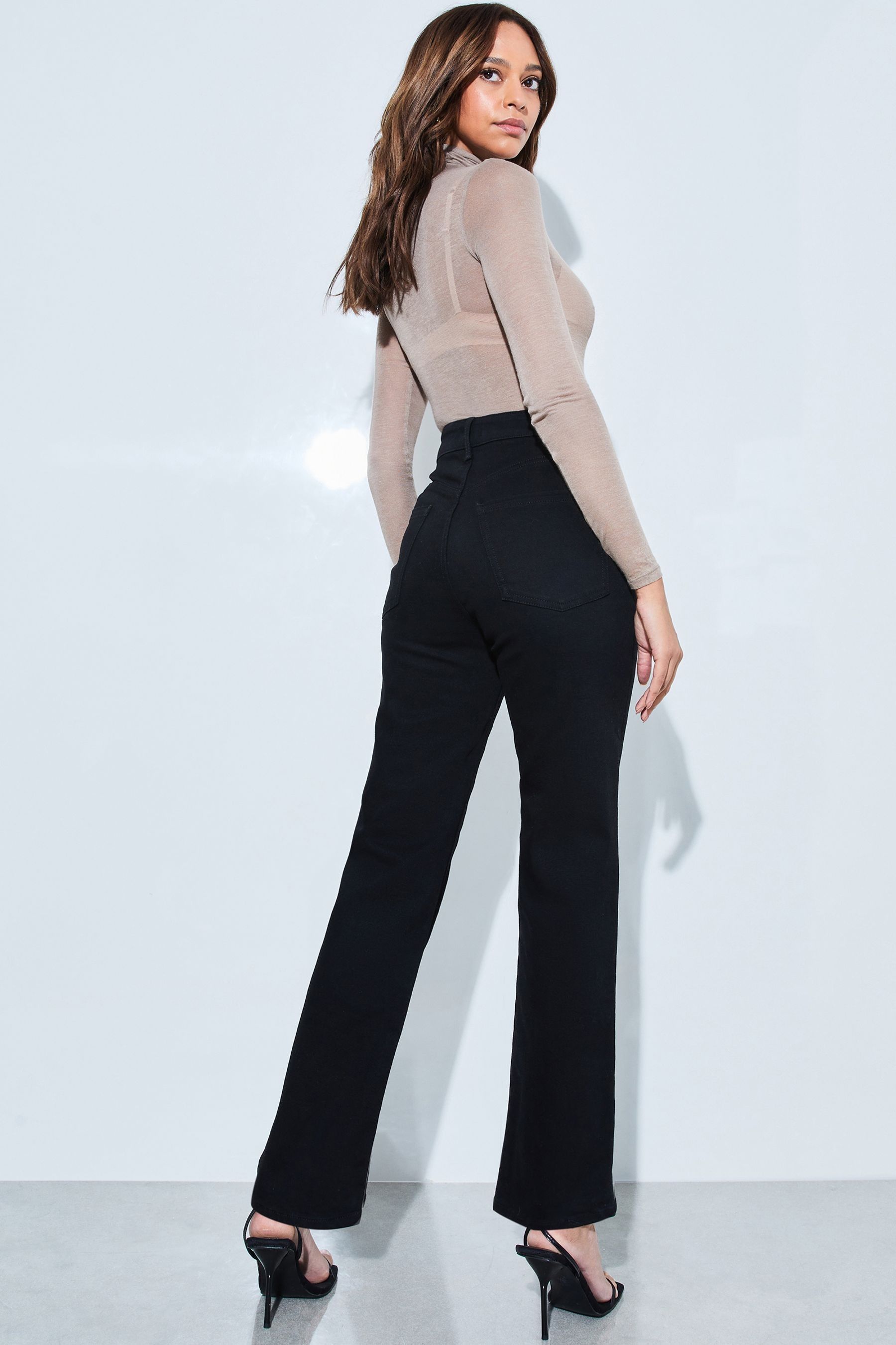 Black high waisted straight leg jeans 2025