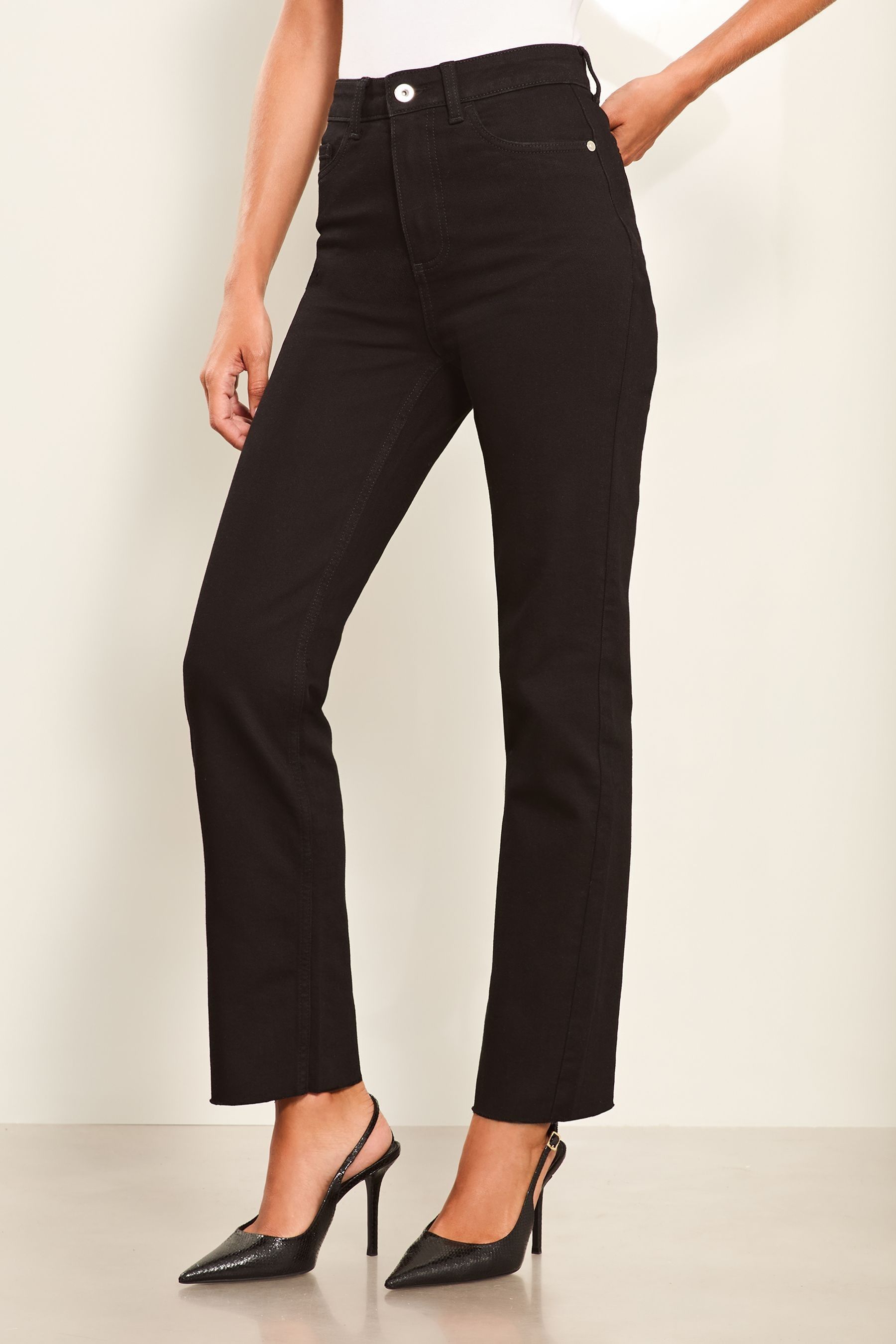 Buy Lipsy Black High Waist Crop Straight Leg jeans from the Next UK online shop
