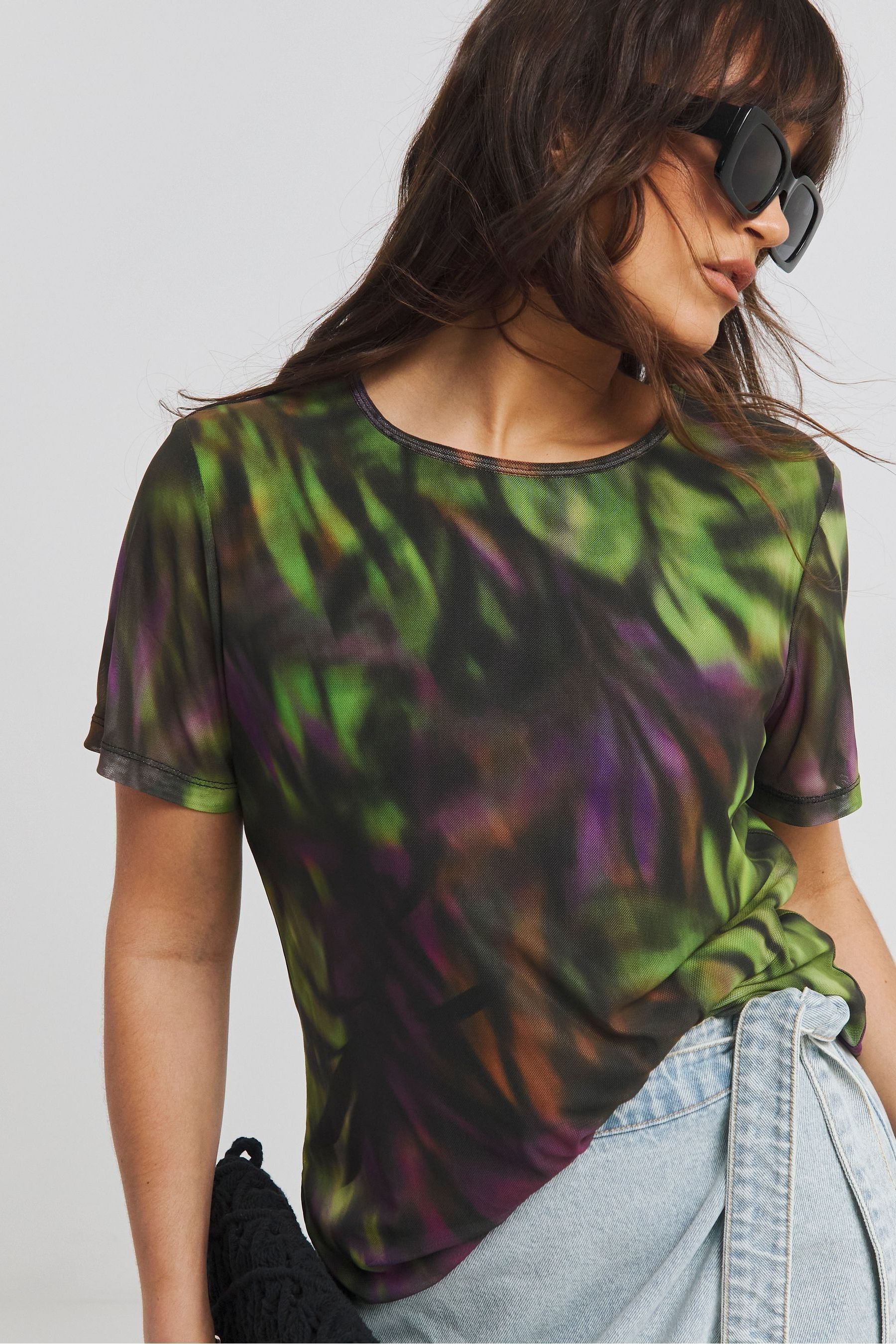 Black mesh top short sleeve cheap