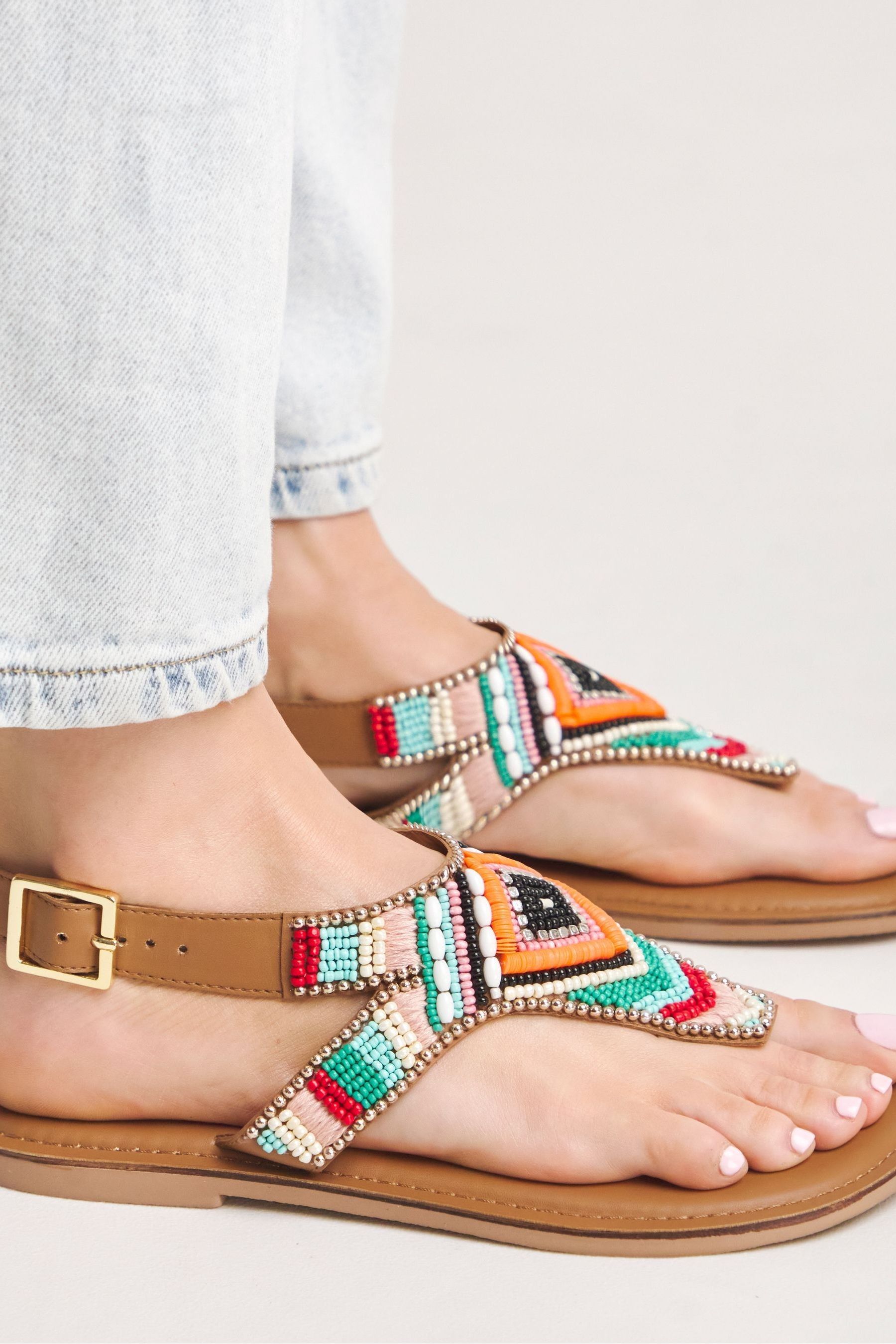 Beaded toe sandals sales