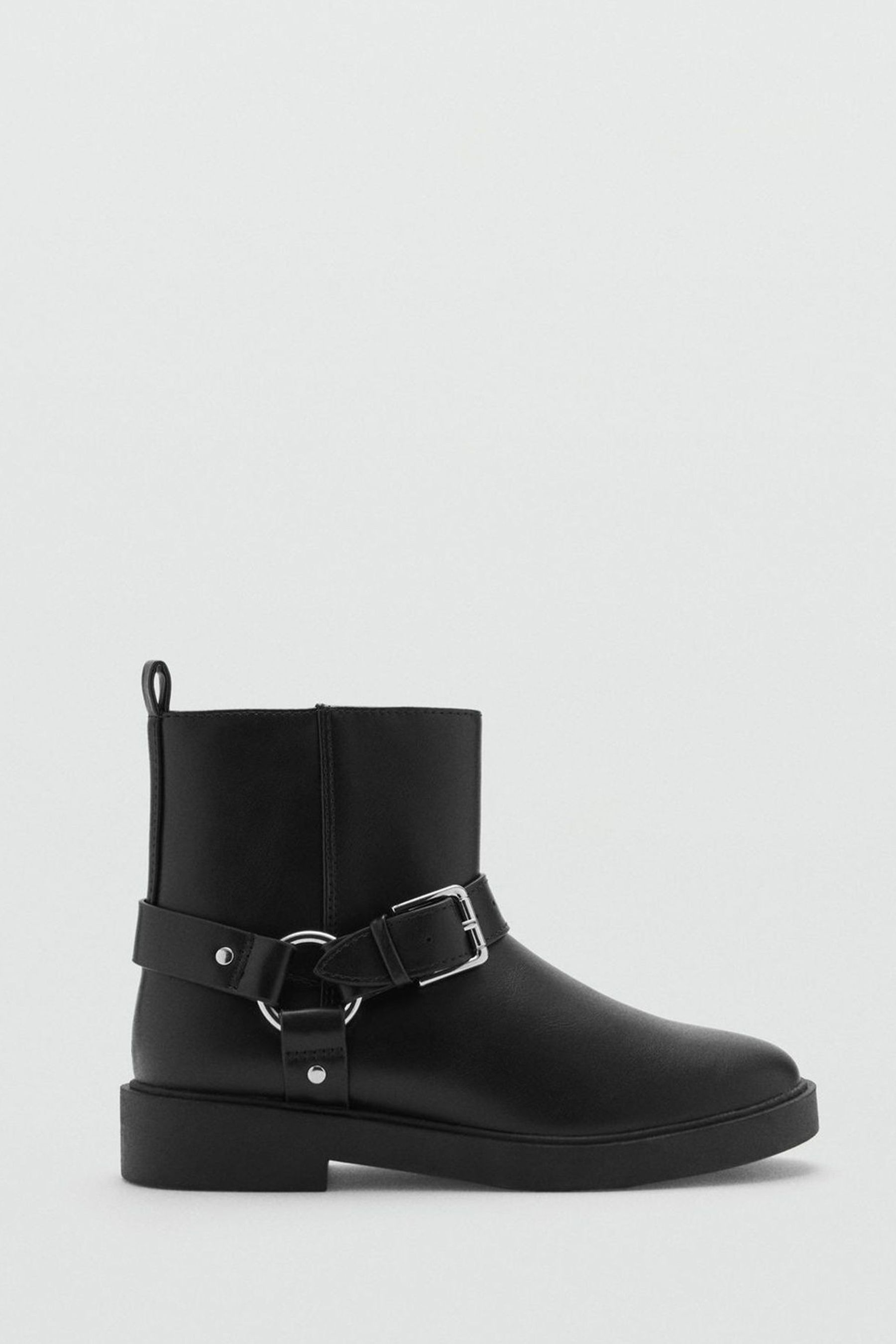 Buy Mango Black Faux Leather Buckle Boots from the Next UK online shop