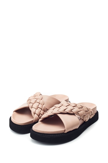 Moda in Pelle SH Aimee X over Plaited Strap Footbed Mule