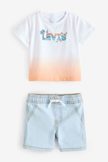 Levi's® White Ombre Tiedye Logo T-Shirt and Shorts Set