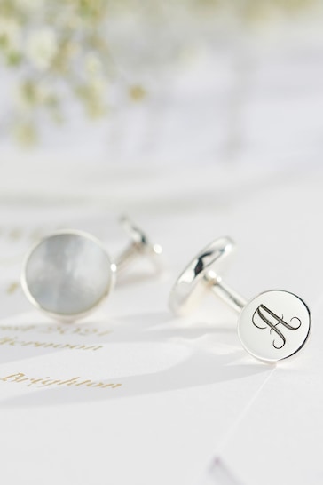 Personalised Mother Of Pearl Cufflinks by Posh Totty Designs
