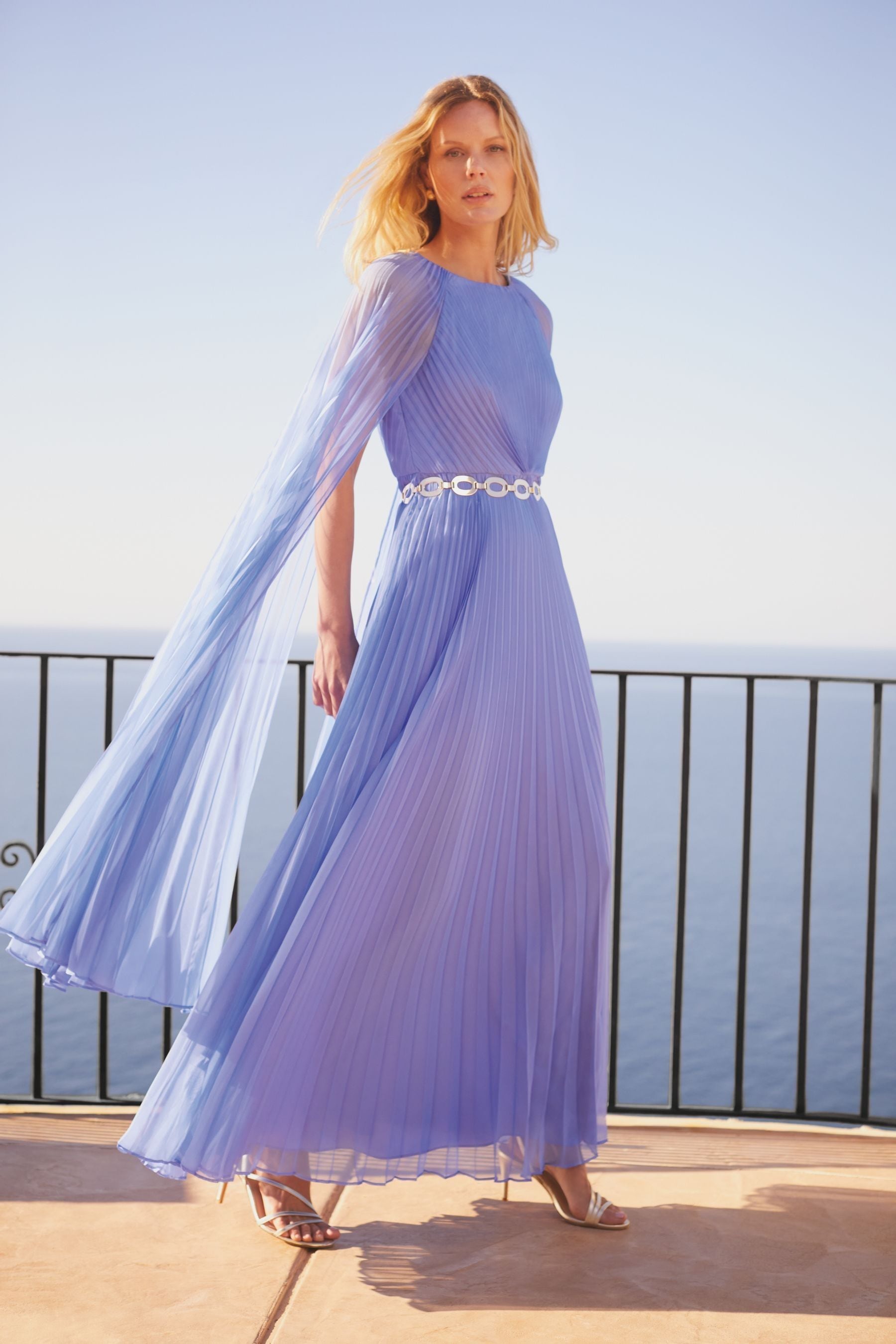 Chiffon pleated maxi dress hotsell