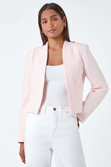 Roman Pink Textured High Neck Jacket