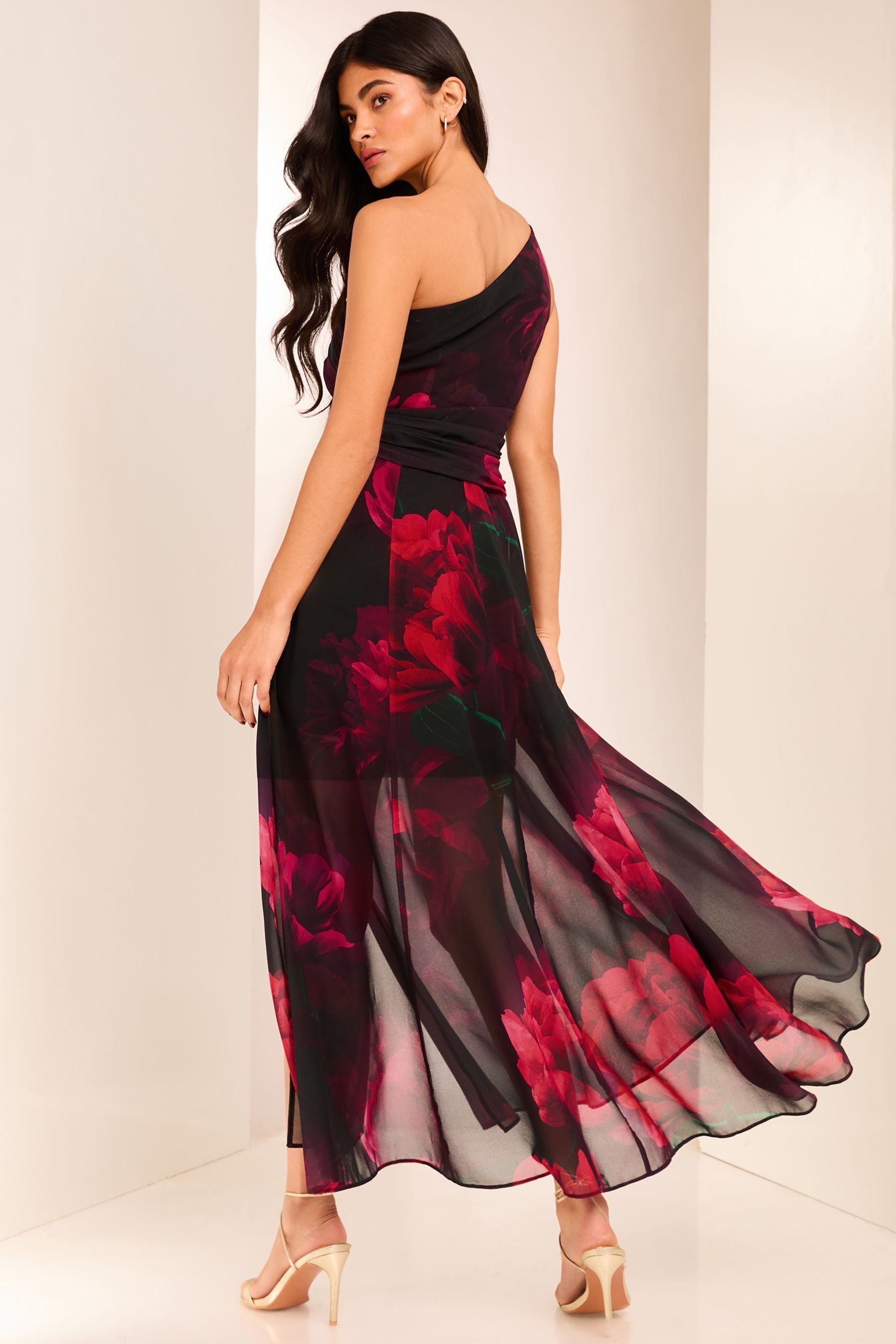 Black and red maxi dress sales