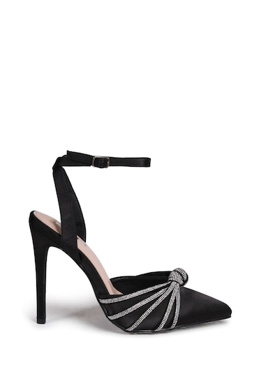 Linzi Black Illuminate Court Heels With Diamante Knotted Detail