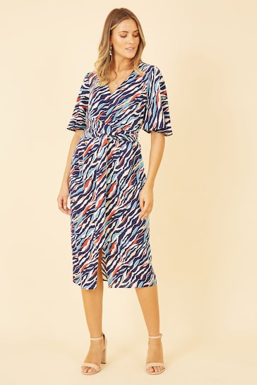 Yumi Blue Kimono Sleeve Midi Dress