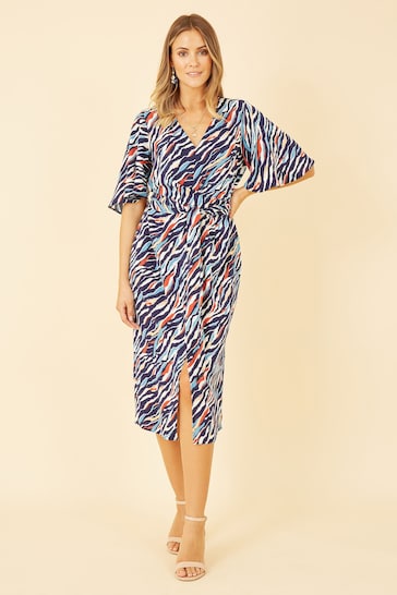 Yumi Blue Kimono Sleeve Midi Dress