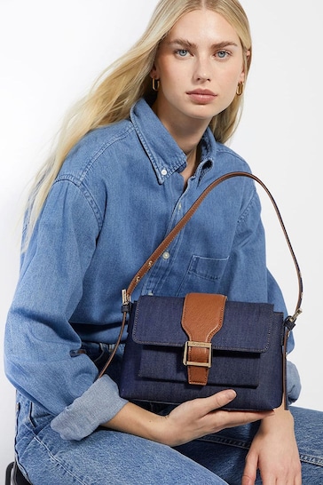 Dune London Blue Dara Pocket Front Shoulder Bag