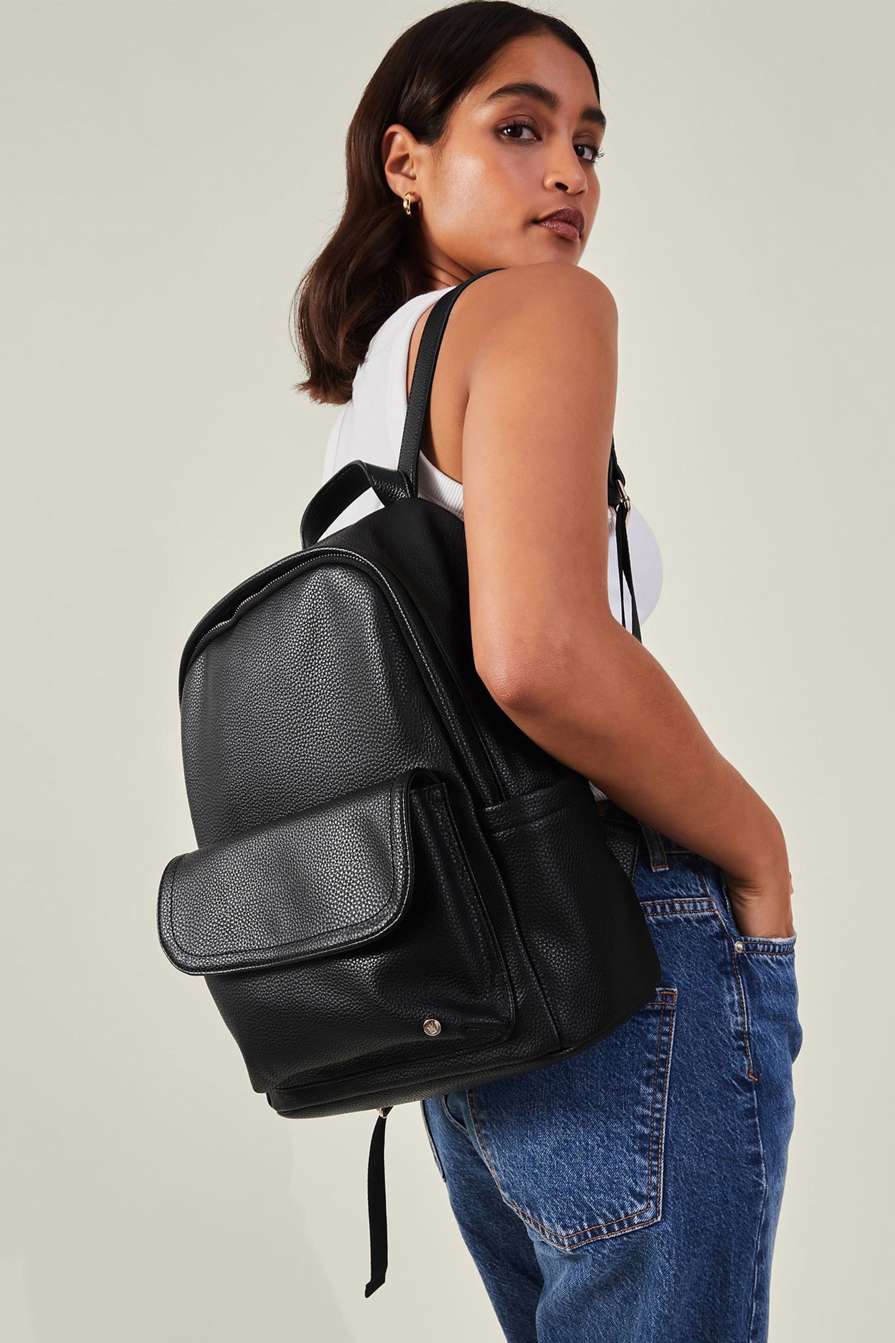 Accessorize Black Front Flap Backpack