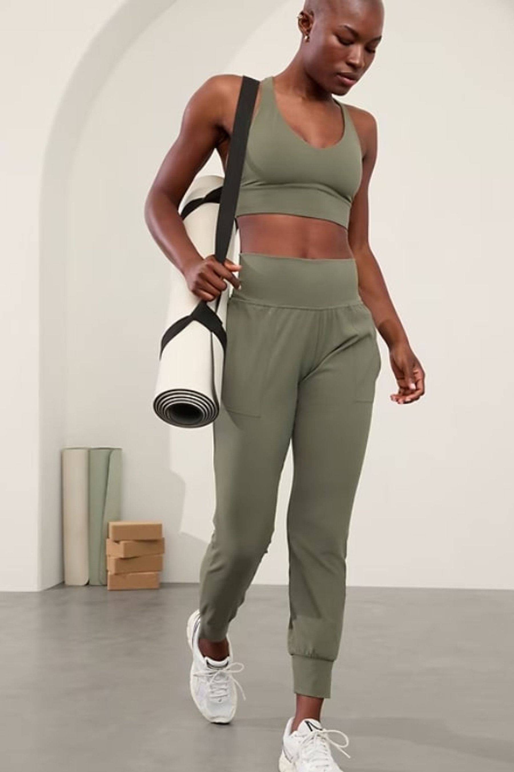 Athleta Green Salutation High Waisted Joggers