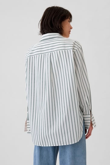 Gap Green Organic Cotton Oversized Stripe Shirt