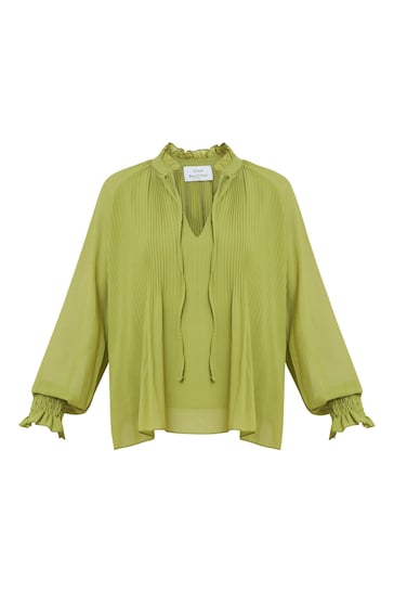 Gina Bacconi Delphine Pleat Frill Neck Blouse