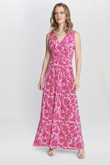 Gina Bacconi Pink Lillian Jersey Maxi Dress