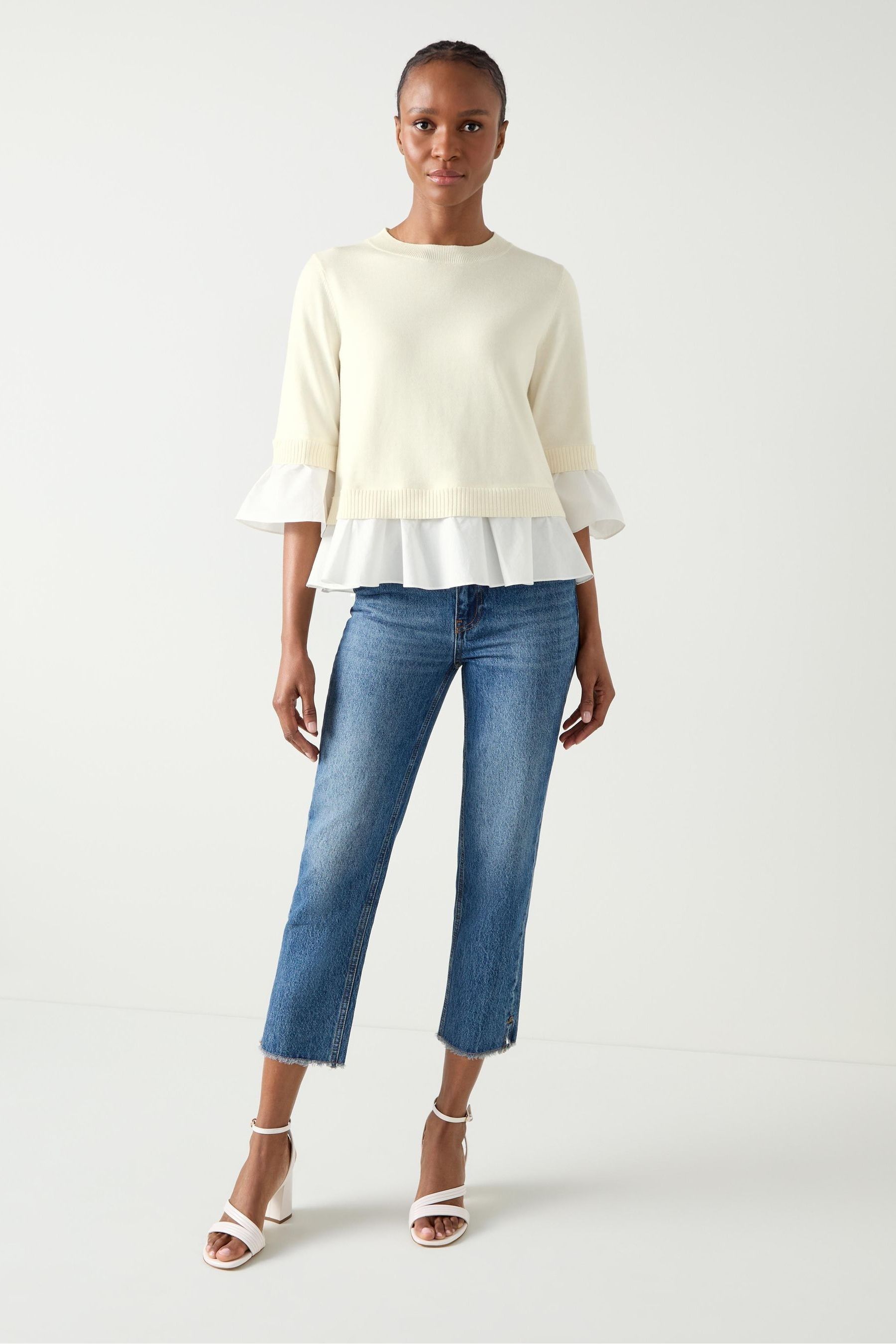 Cream frill jumper top