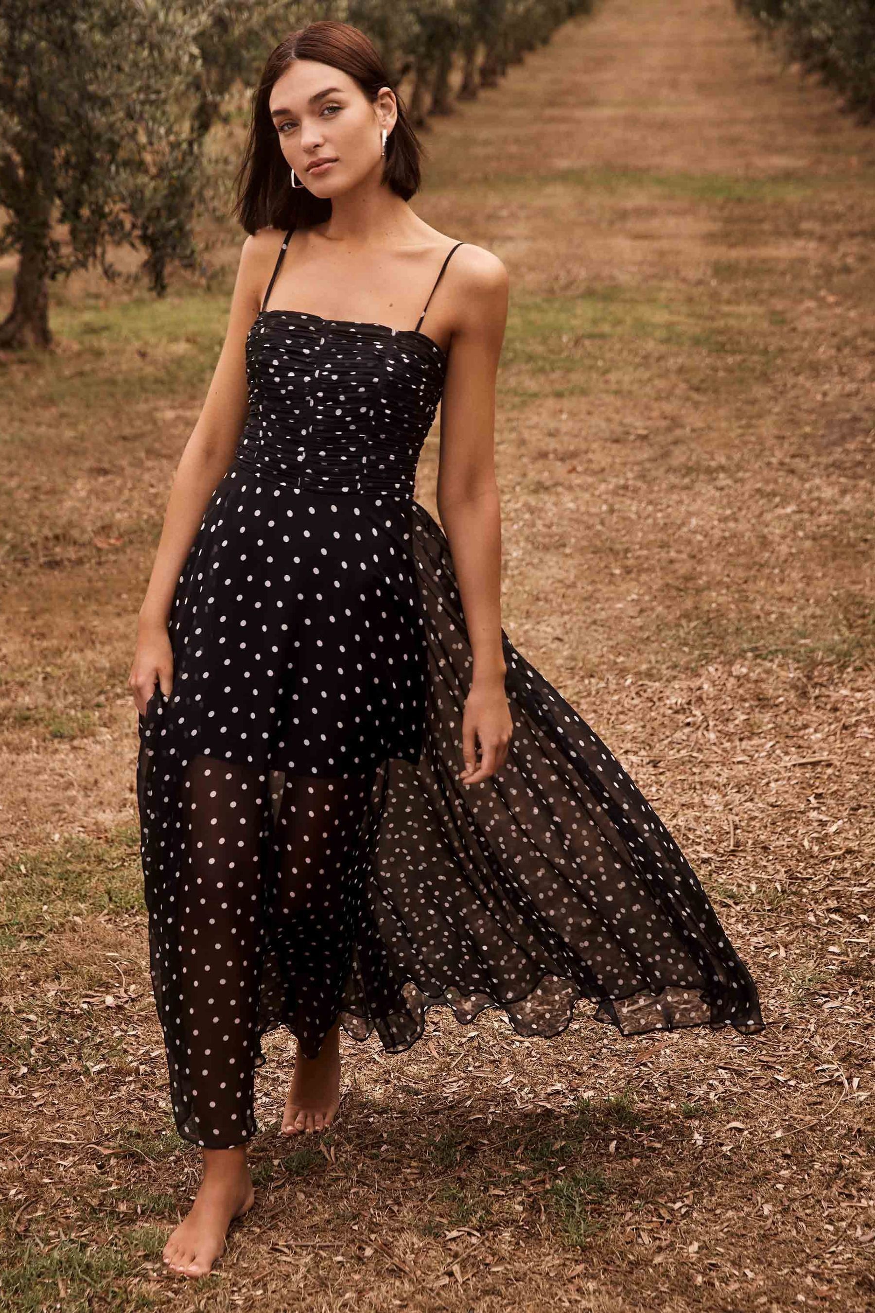 Forever New Black Brandy Sheer Skirt Maxi Dress