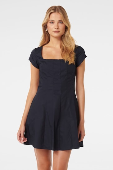 Forever New Blue Regina Cap Sleeves Mini Dress