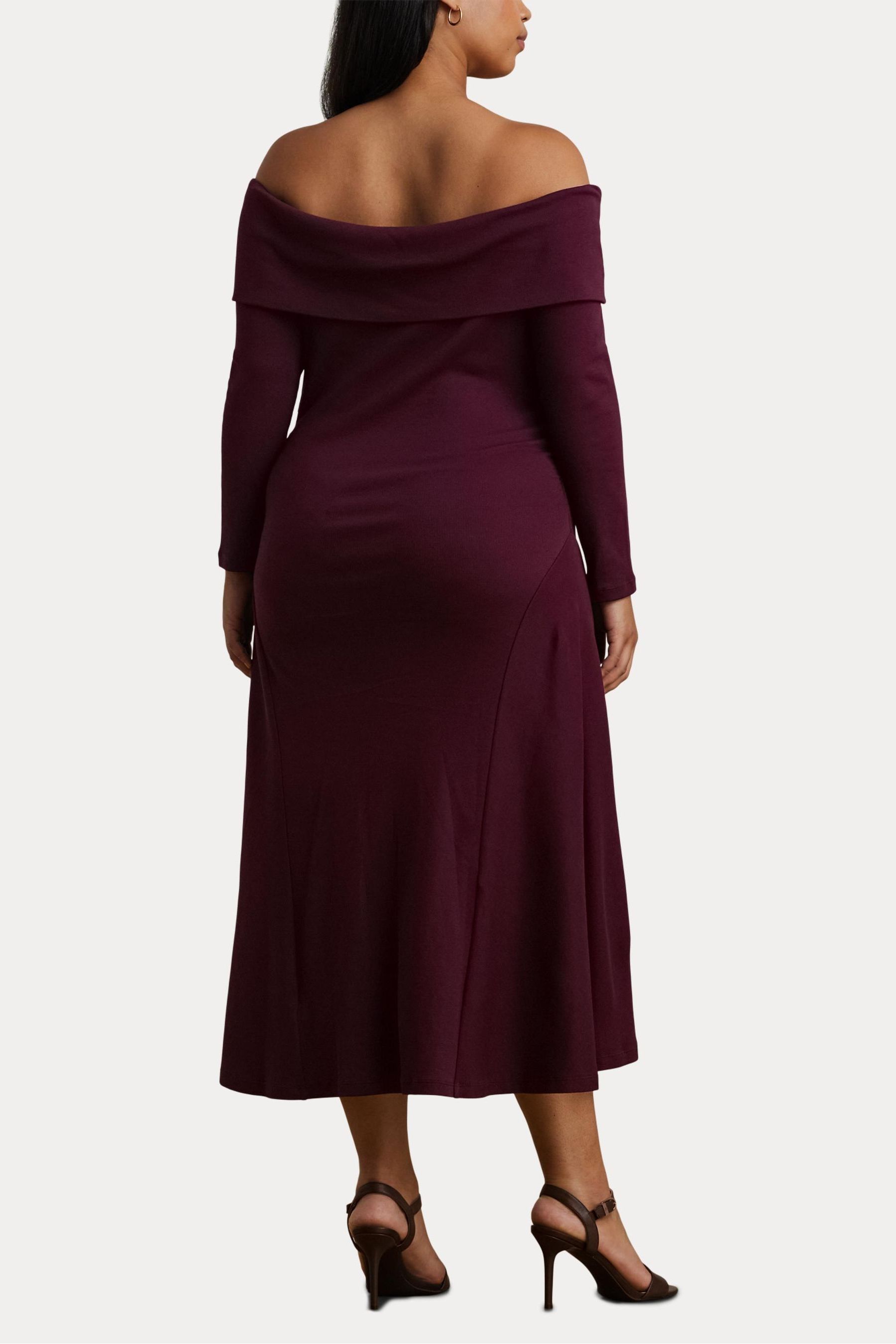 Buy Lauren Ralph Lauren Curve Burgundy Red Off The Shoulder Jersey Dress from the Next UK online shop