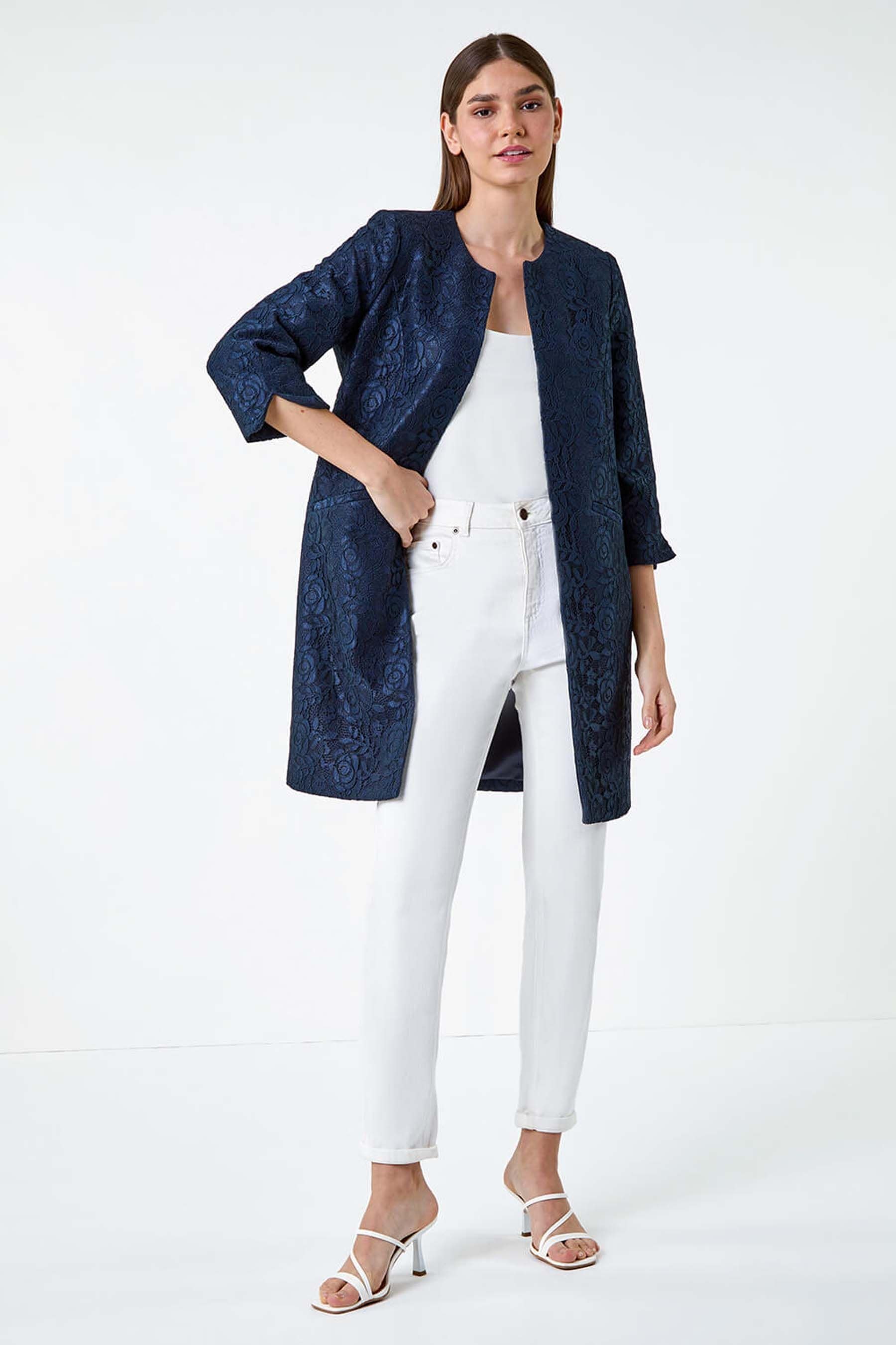 Lace longline jacket shop