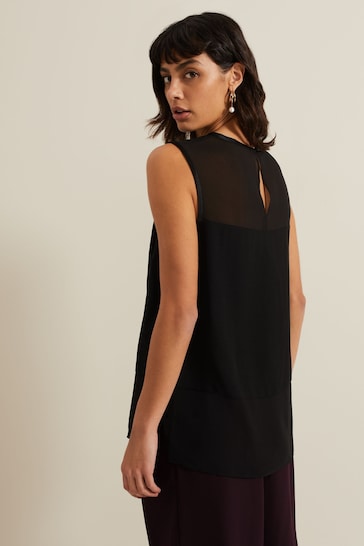 Phase Eight Black Marissa Mixed Media Top