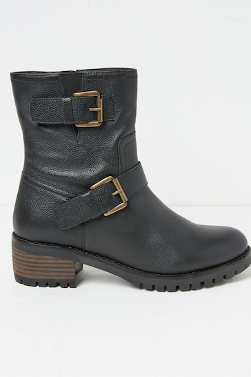 FatFace Liberty Black Biker Boots