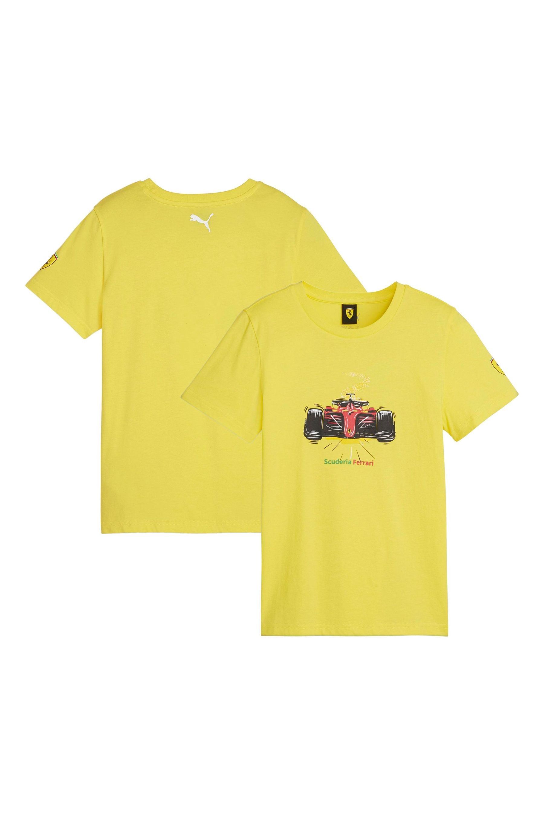 Puma Yellow Kids Scuderia Ferrari Race Graphic 100 Cotton T Shirt