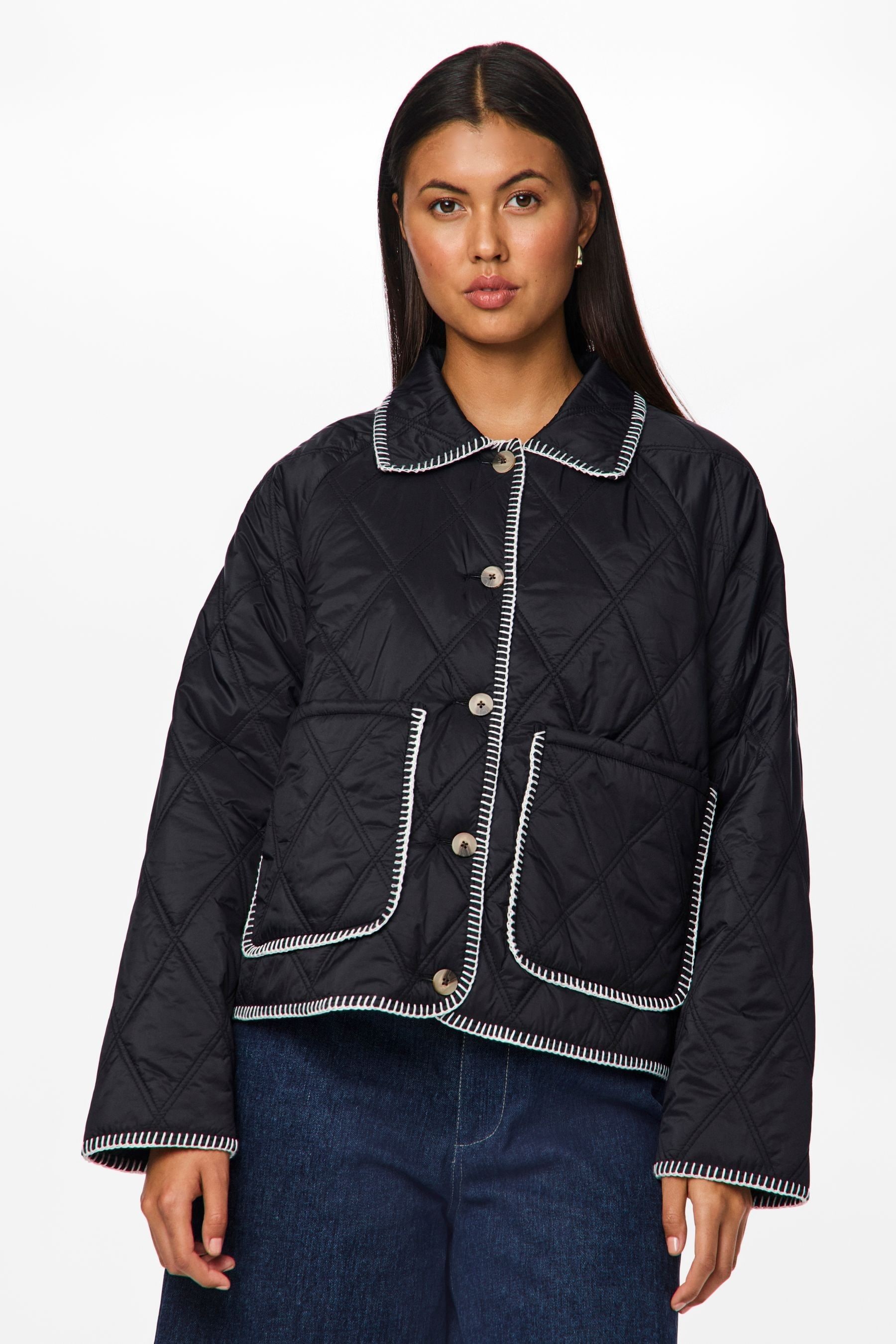Black jacket white stitching on sale