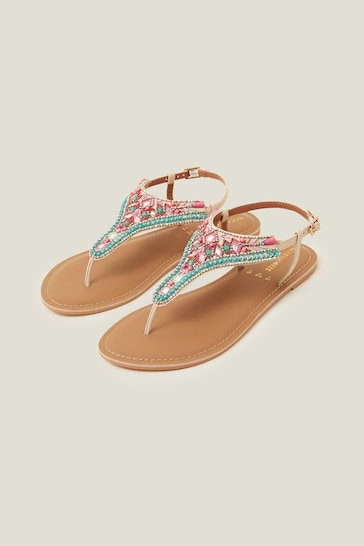 Accessorize Pink Beaded Mirror Sandals
