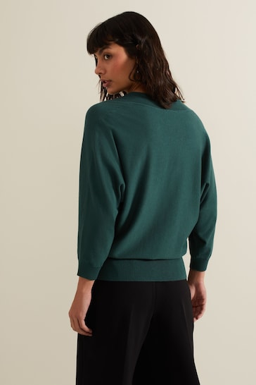 Phase Eight Green Gina V-Neck Batwing Jumper