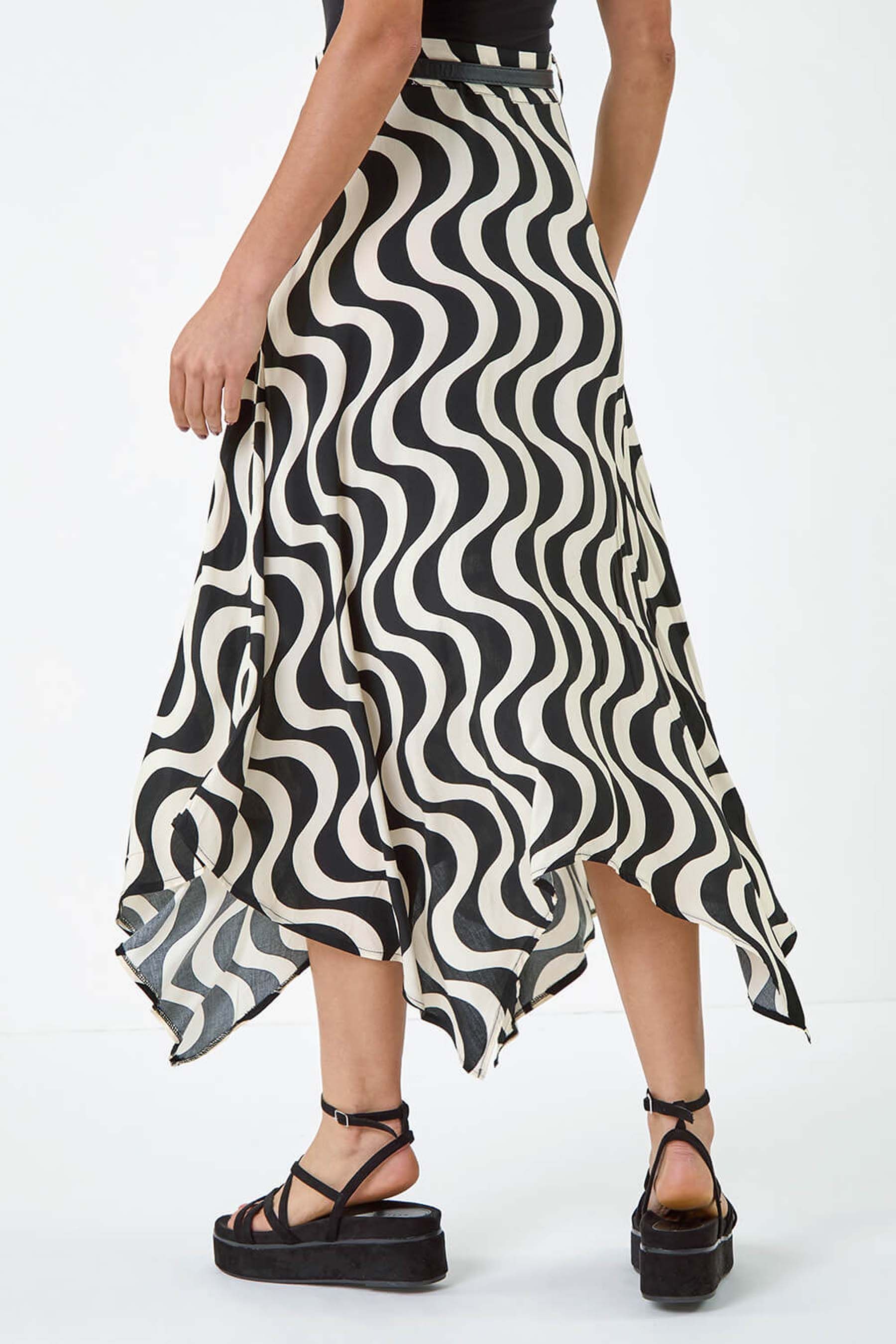 Brown leopard print hanky hem midi skirt shop